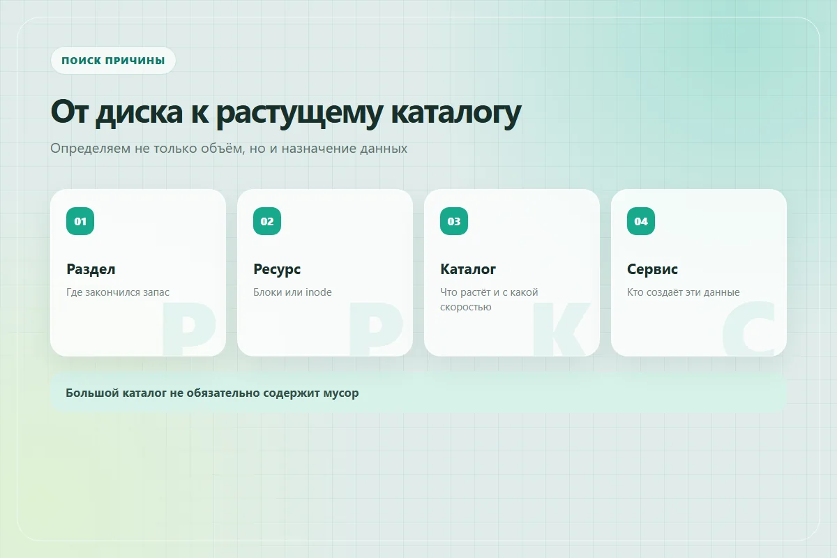 Путь диагностики диска от файловой системы к каталогу и владельцу данных